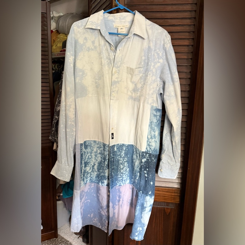 Free People X Tricia Fix Long Patchwork shirt sz small NWOT